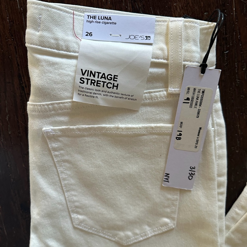 NWT Joe's Jeans Cream High Rise Cigarette Pants